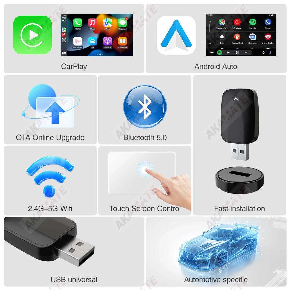 Kabelloser 2-in-1 CarPlay & Android Auto Adapter