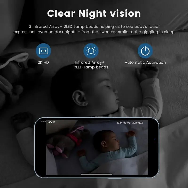 4MP WiFi baby monitor HD night vision 360° camera