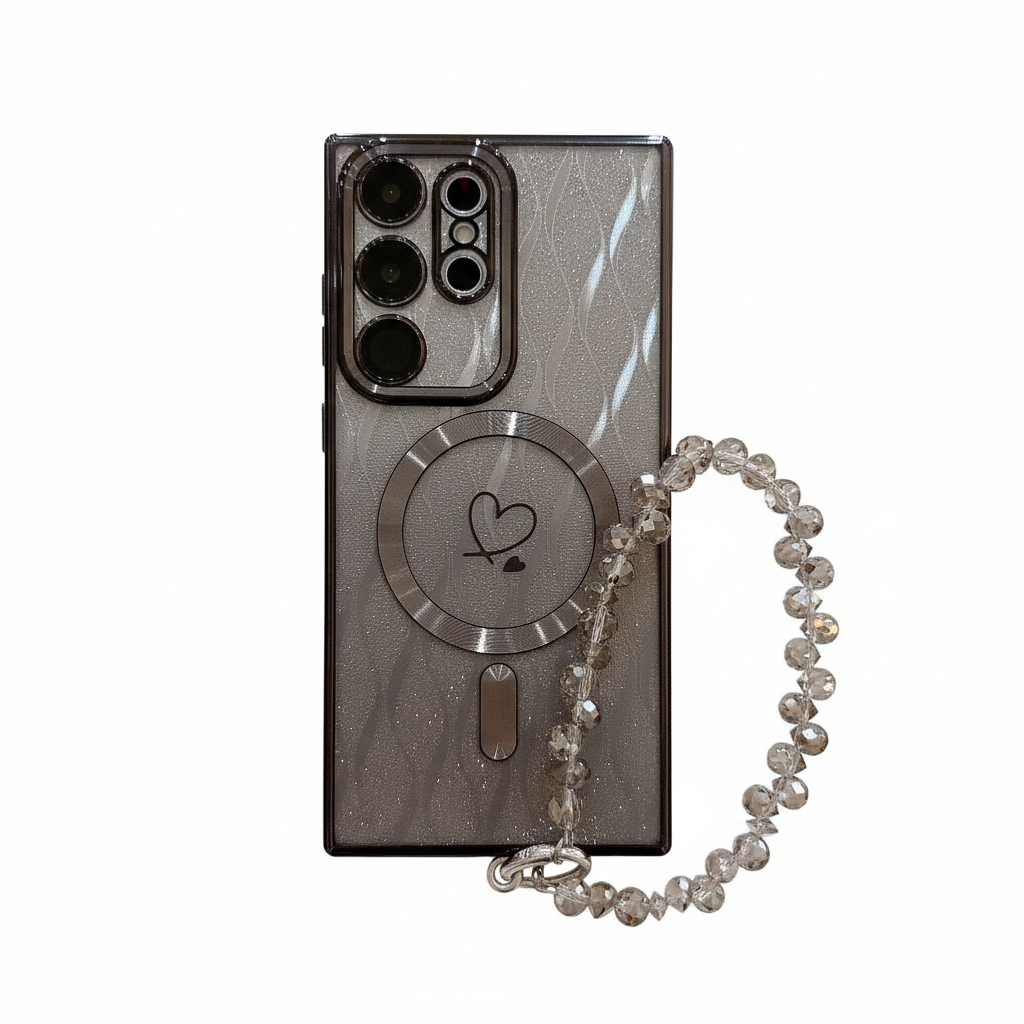 Heart Glitter Crystal Bracelet Case for Samsung S25 Ultra