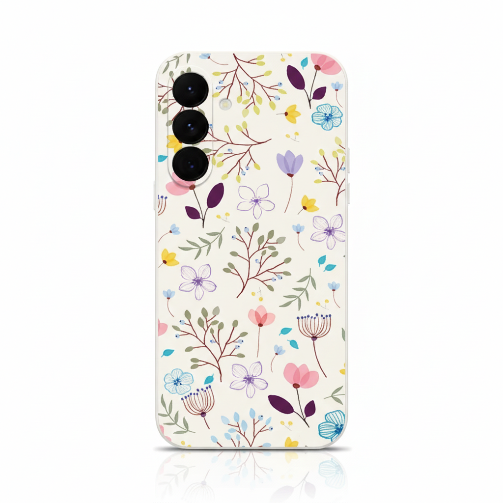 Étui floral de luxe avec ruban pour Samsung