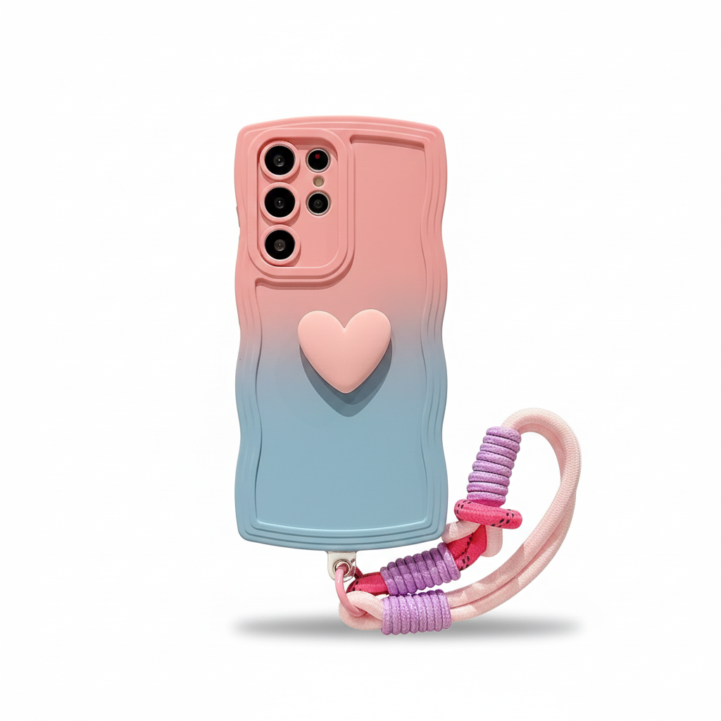 Gradient Wave Lanyard Hülle mit Herzgriff