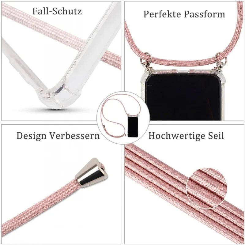 Klare Crossbody Lanyard Hülle mit Umhängeband