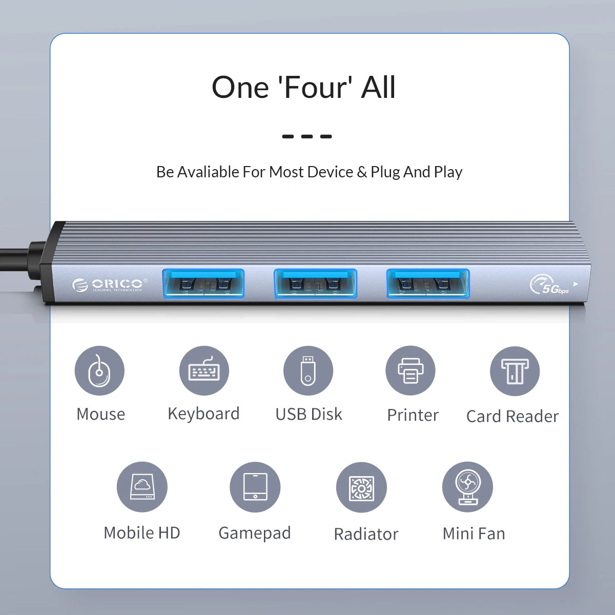 Aluminium USB-C HUB 4-Port