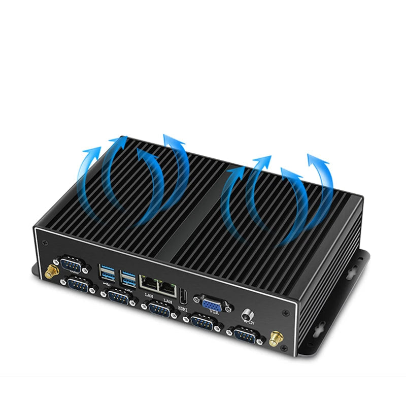 Lüfterloser Mini Industrie-PC Dual LAN 6 COM Windows 11