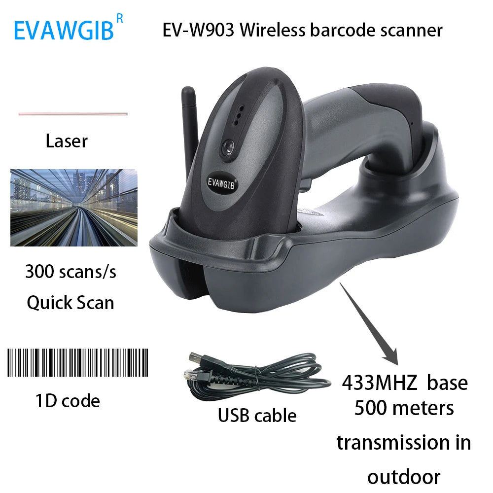 Kabelloser 2D Barcode Scanner mit 500 m Reichweite