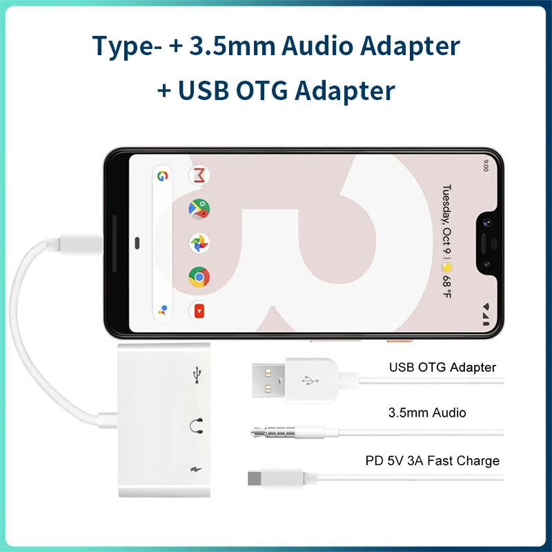 USB Typ-C auf 3,5 mm Audio & OTG Adapter für Smartphone und Tablet