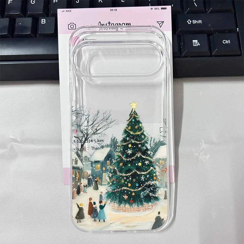 Winter-Handyhülle mit Schnee und Tannenbaum für Pixel