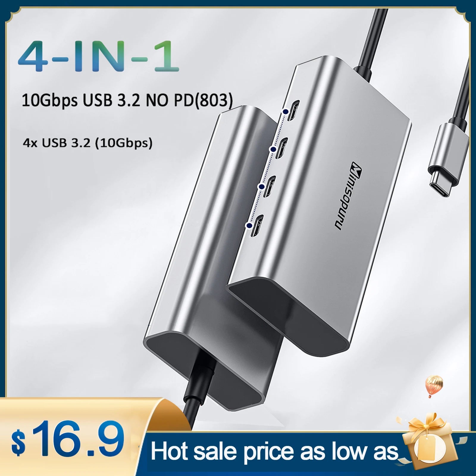 Minisopuru USB C Hub 10Gbps Adapter