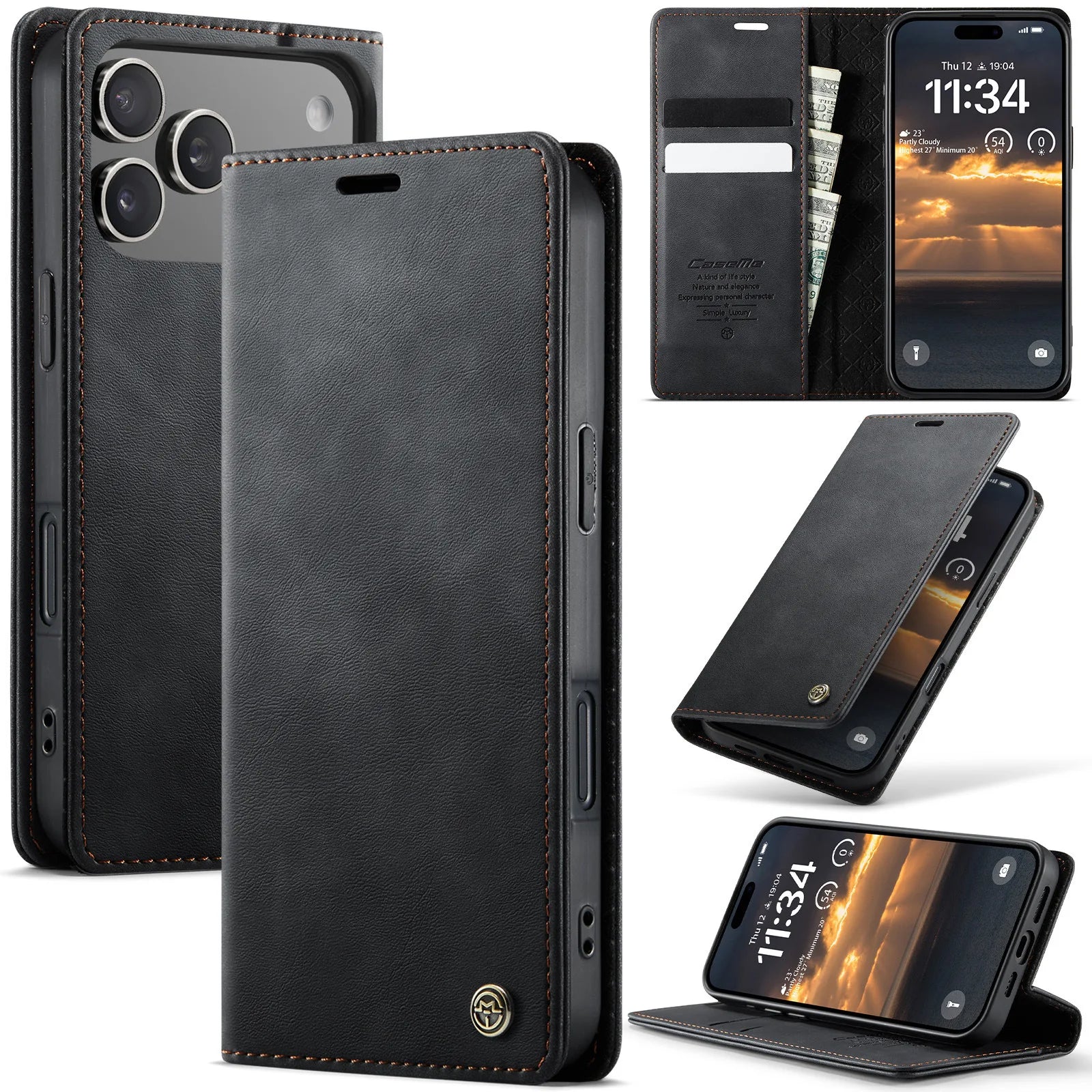 Magnetische Karten Leder Brieftasche für iPhone 17