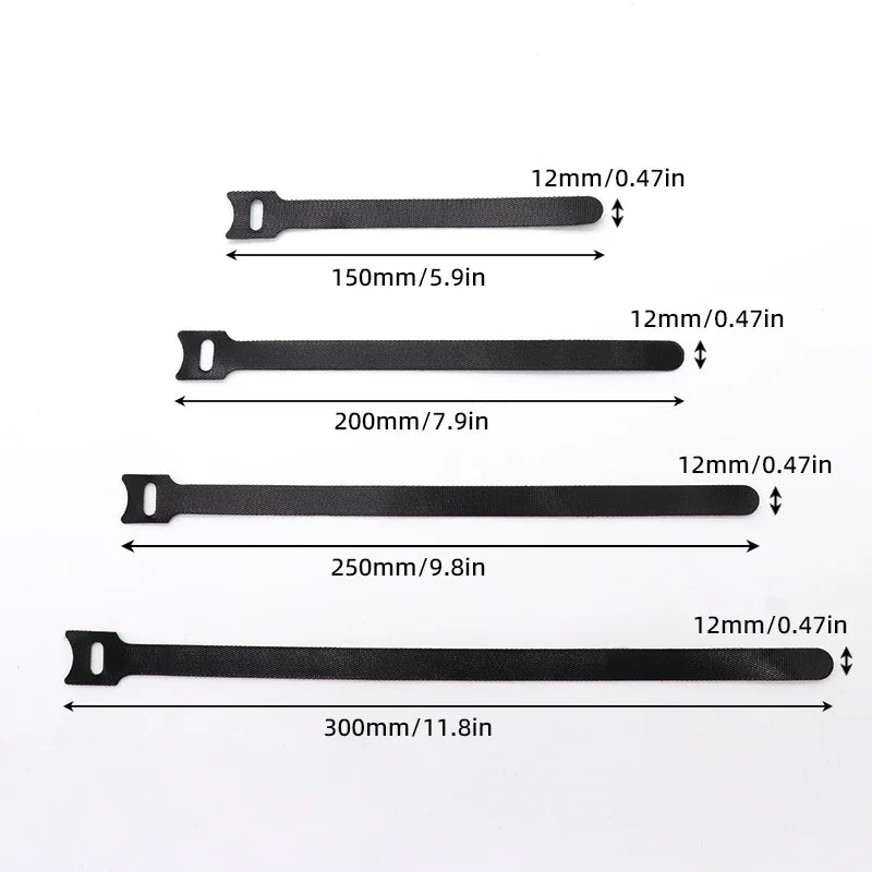 Lösbare Nylon Kabelbinder Set 15-30 cm Schwarz