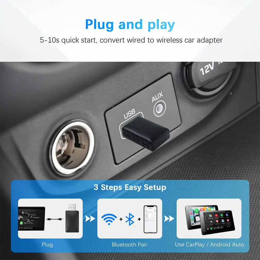 2in1 CarPlay Android Auto Adapter USB Plug & Play