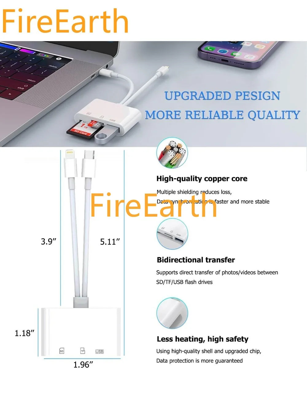 Dual-Port SD Kartenleser Lightning USB-C Adapter