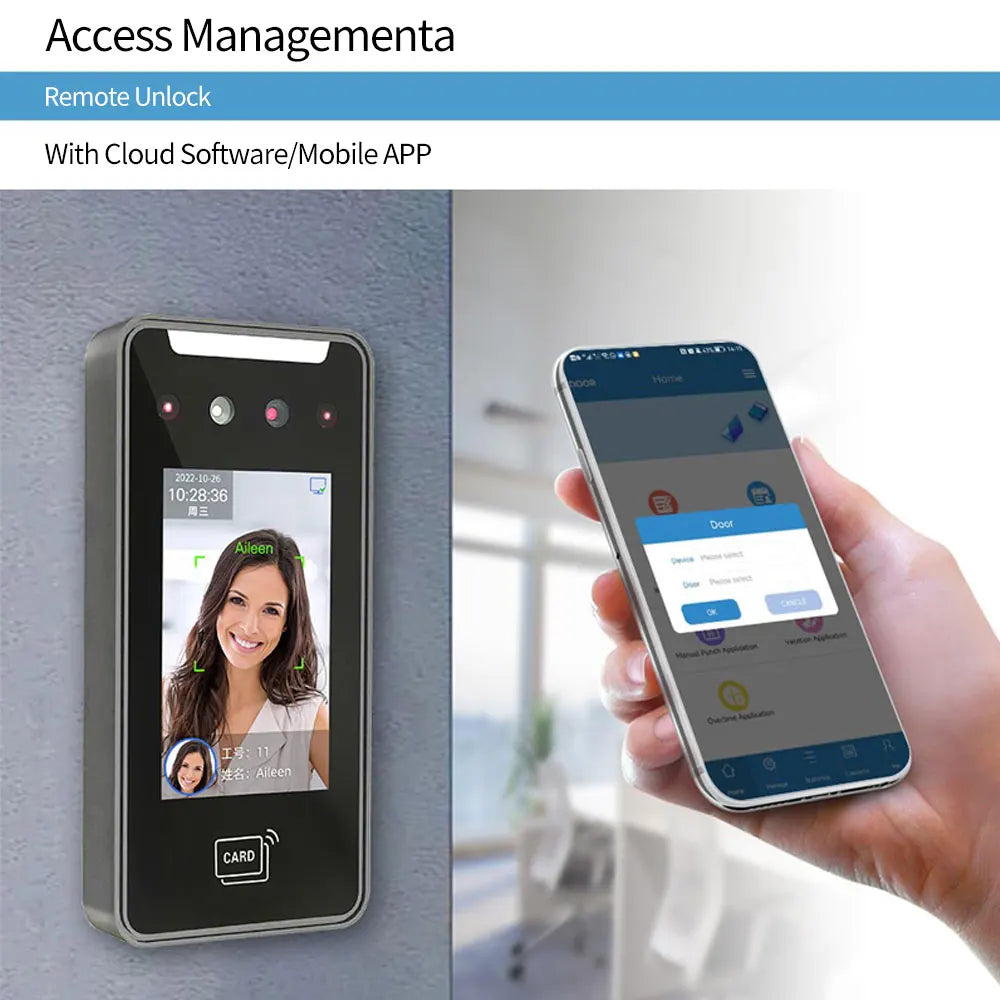 Facial recognition terminal with WiFi & time tracking