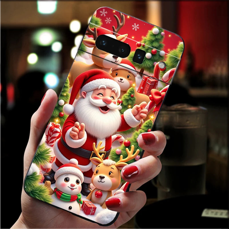 Aesthetic Christmas silicone case for Google Pixel 8, 9 and 10. Flexible, shockproof, protective soft TPU case.