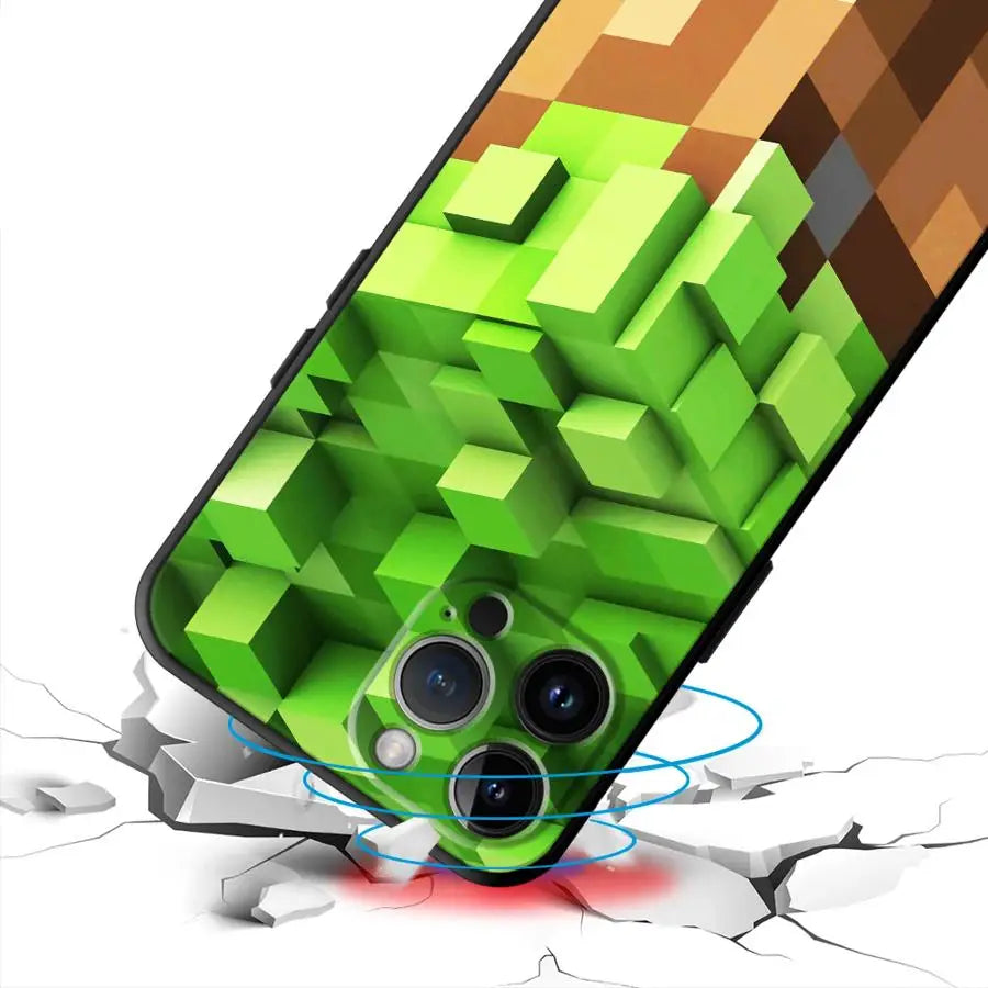 Grüne Pixel-Monster-Hülle für iPhone