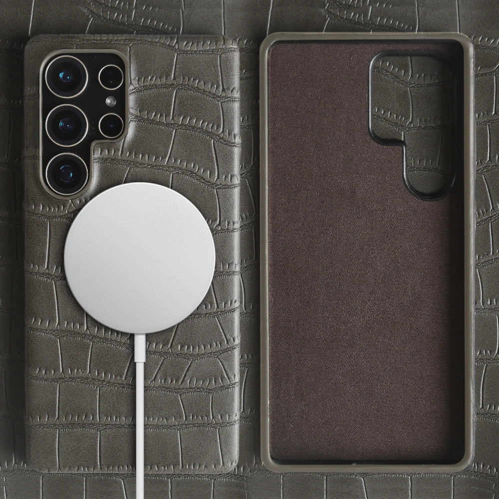 Luxus Leder Magsafe Hülle für Samsung Galaxy