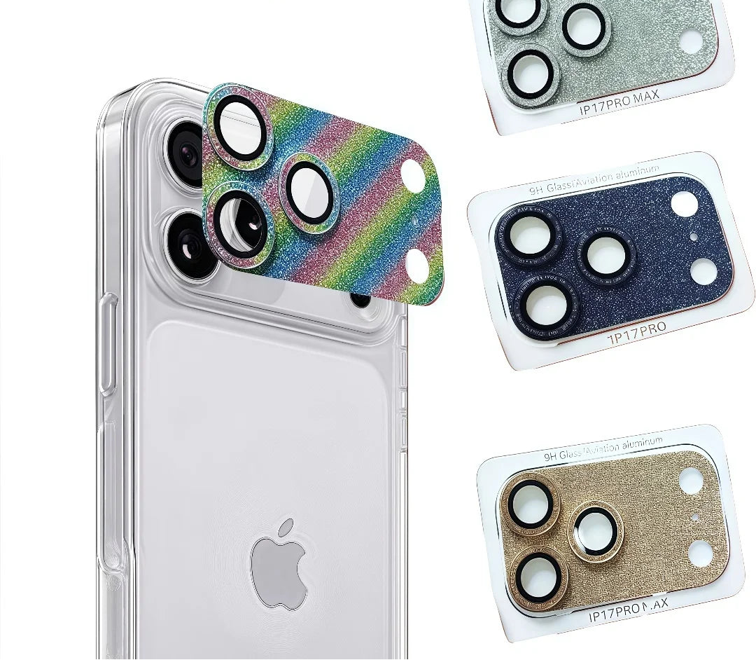 Glitter metal camera cover for iPhone 17 Pro Max