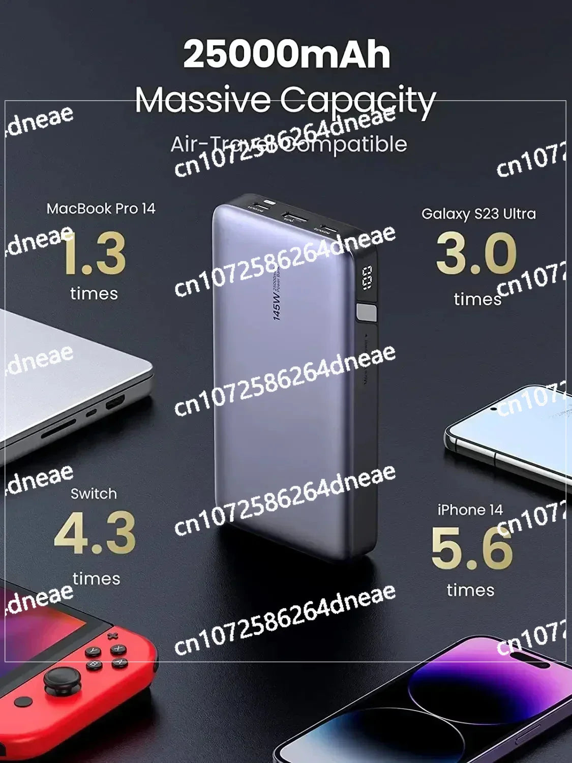 High-performance power bank 25000mAh 145W fast charging