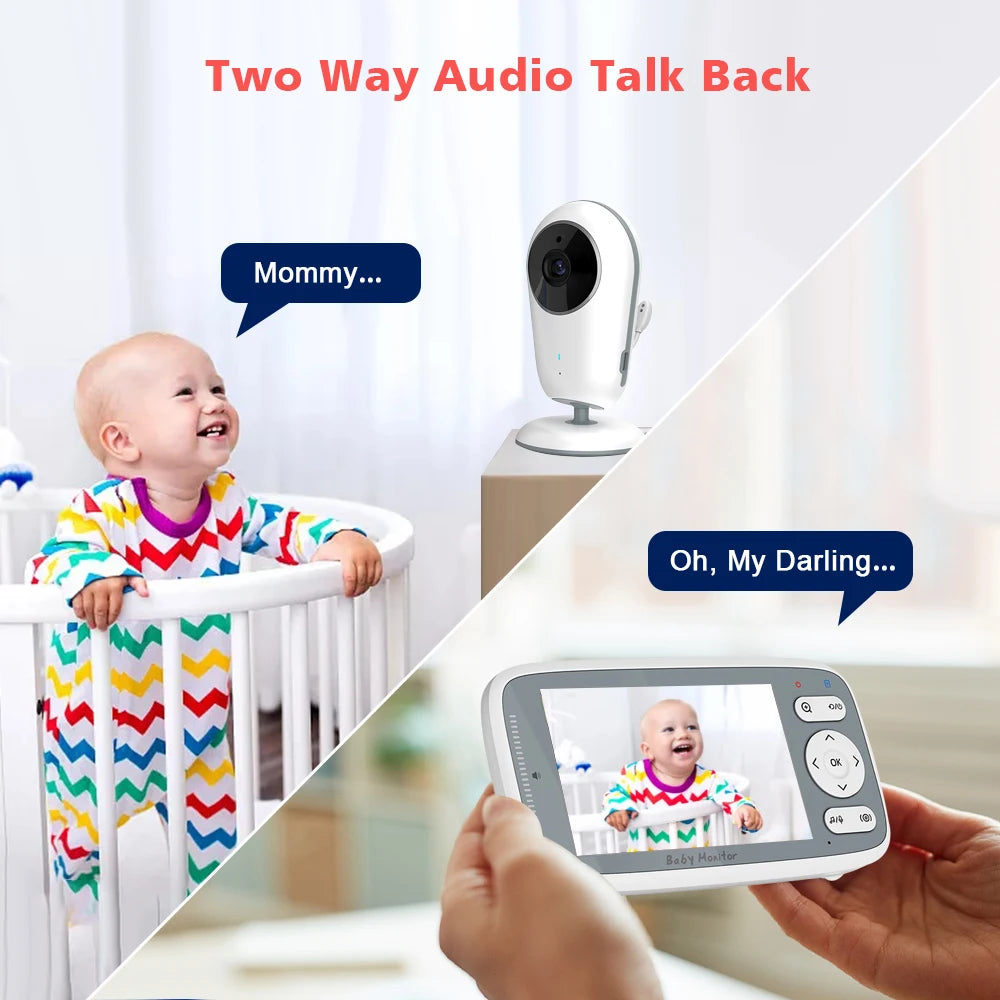 Video Babyphone 4" HD mit Zwei-Wege-Audio & Nachtsicht