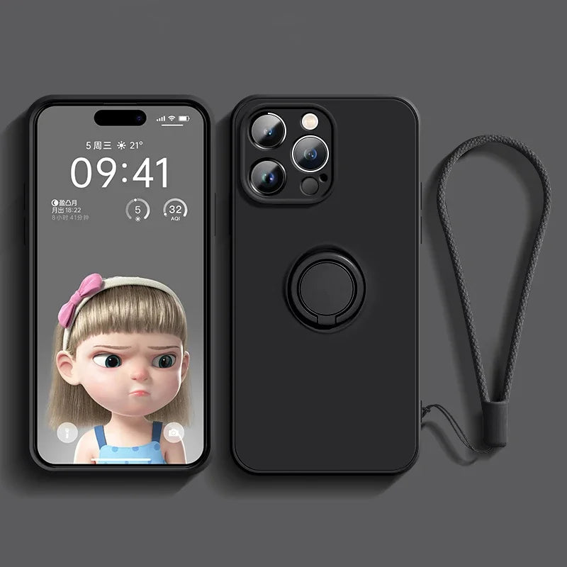 Magnetic silicone iPhone case with ring