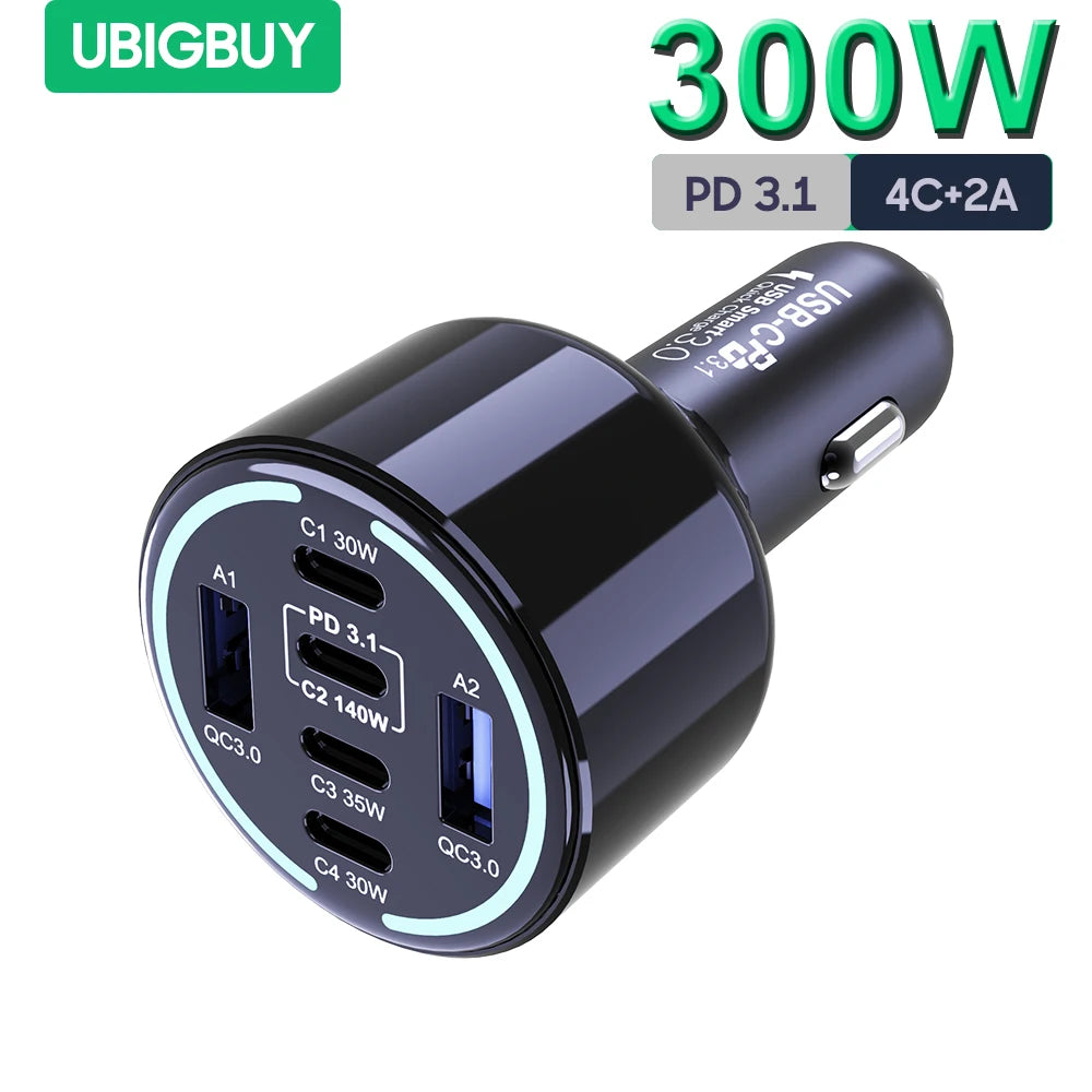 Ubigbuy 240W PD 3.1 Car Charger USB-C