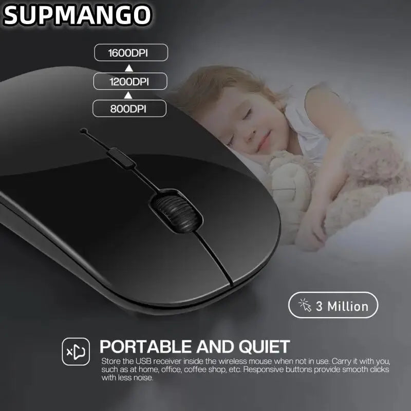Ergonomische kabellose Gaming-Maus, leise, tragbar