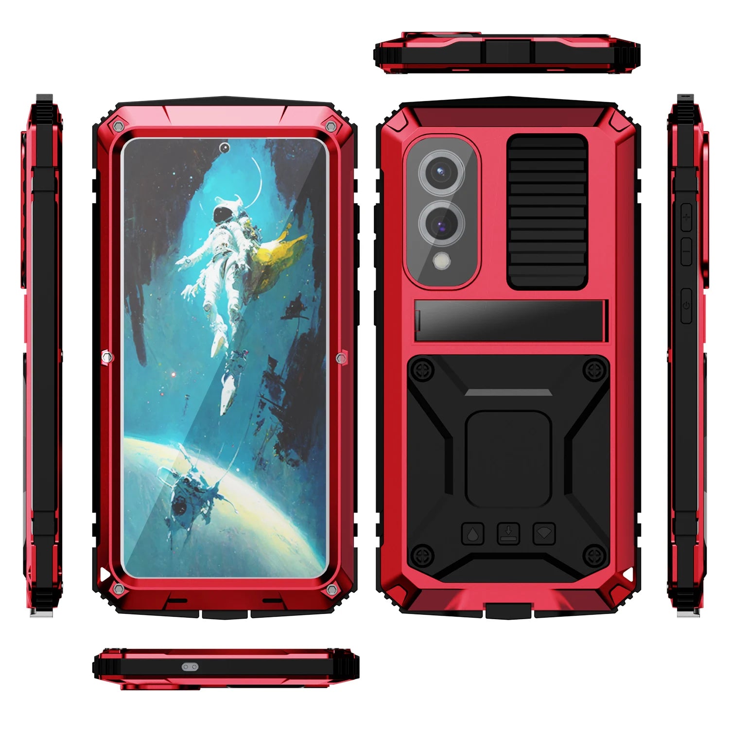 Metall Stoßfeste Hülle mit Glas für Samsung