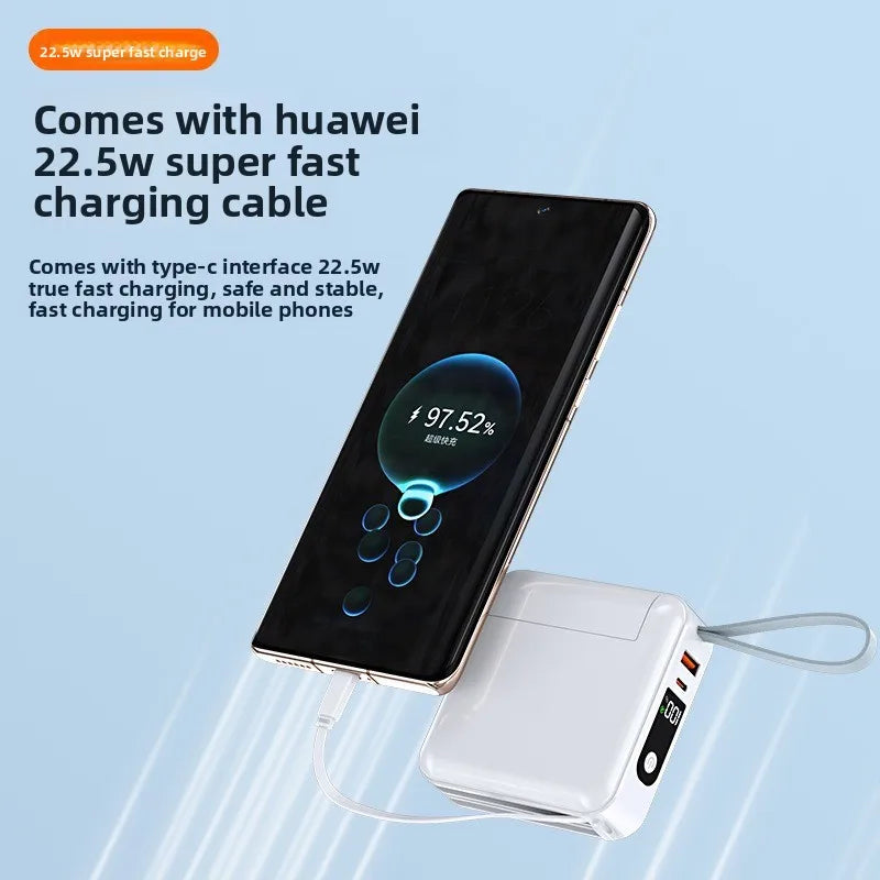 Powerbank 15000mAh mit Kabel und Schnellladefunktion