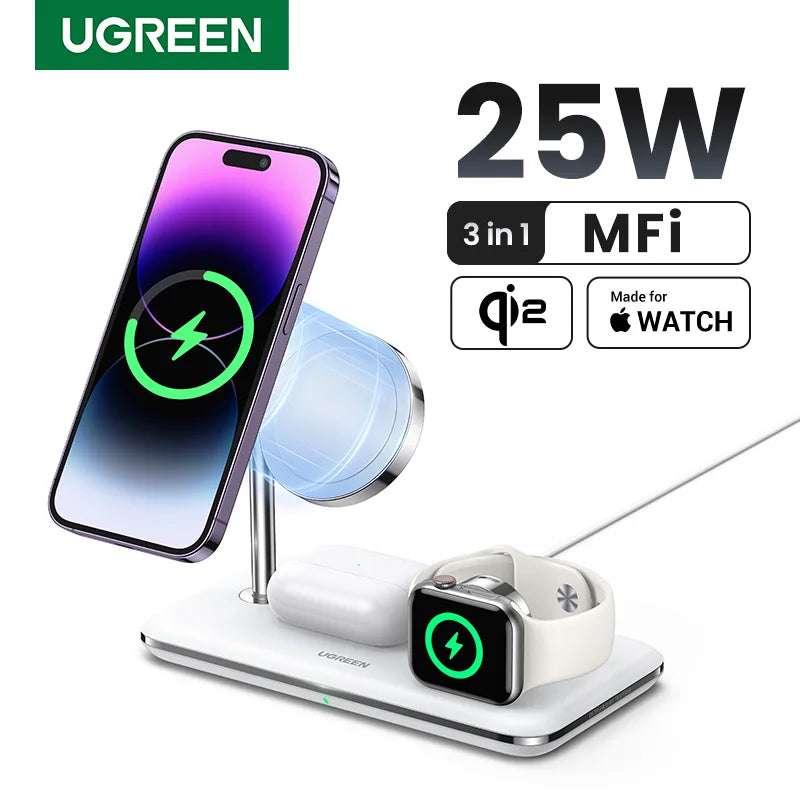 3-in-1 Magsafe Ladestation 25W für iPhone & Apple