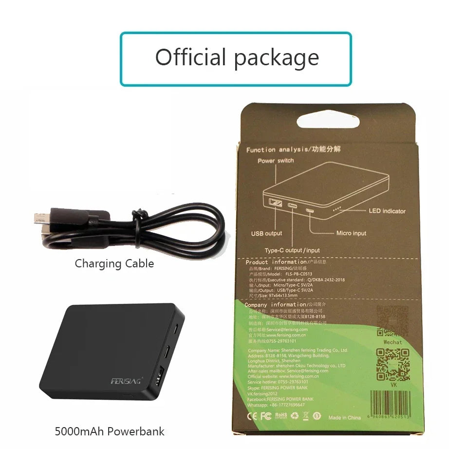 FERISING Mini Powerbank 5000 mAh USB-C