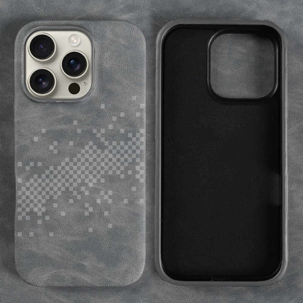 Luxus Lederhülle iPhone 17–15 Pro Max Stoßfest