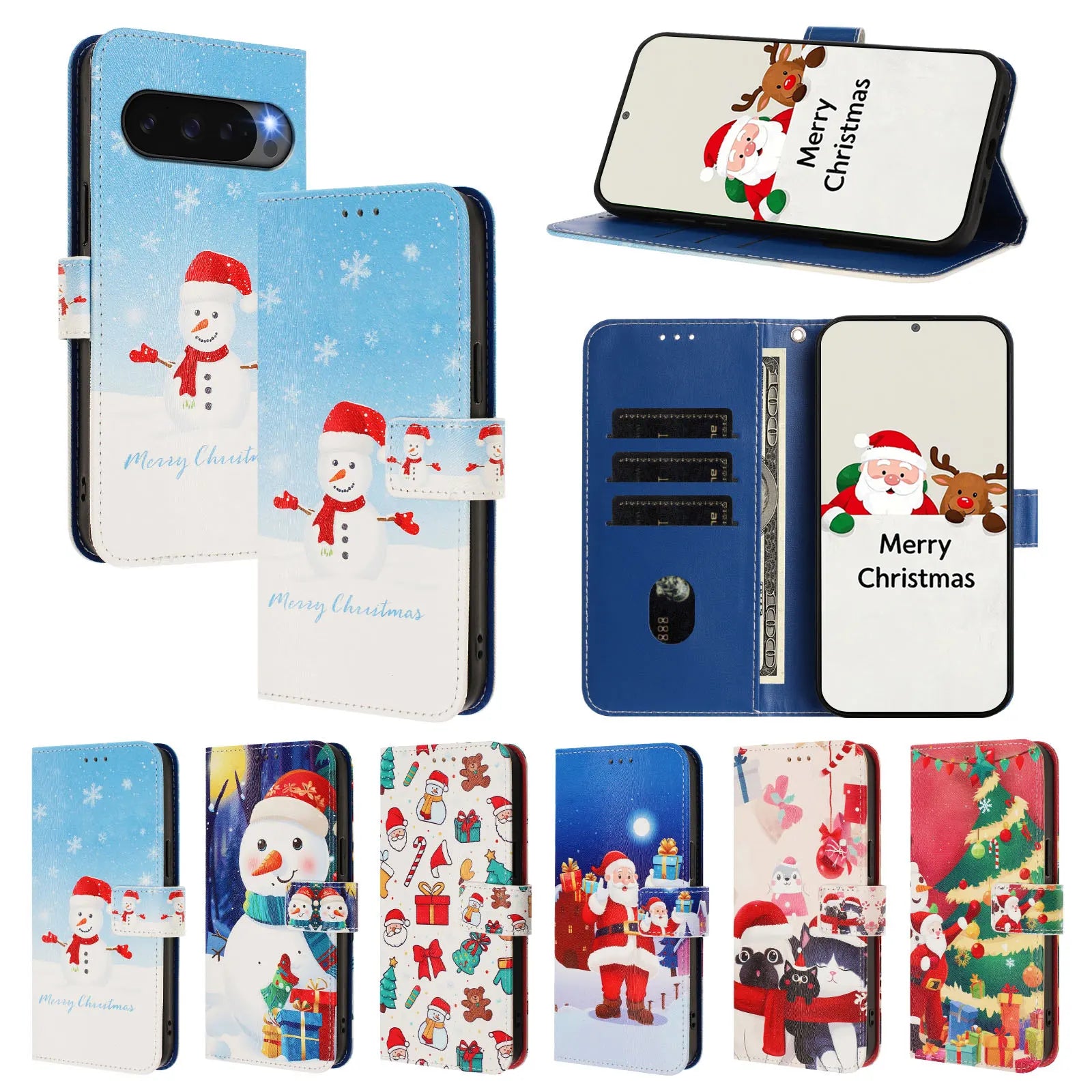 Christmas flip wallet case for Google Pixel