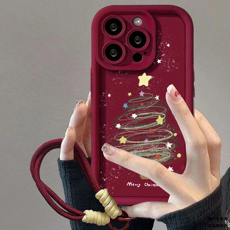 Süße Weihnachts-Handyhülle mit roter Kette für Pixel
