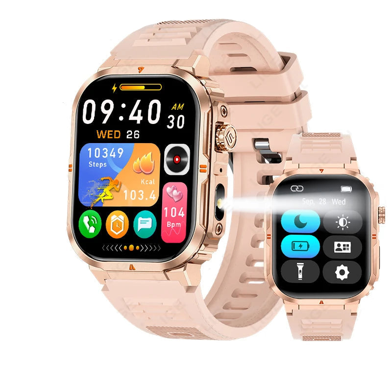 LIGE Outdoor Smartwatch with LED & BT Call 2024