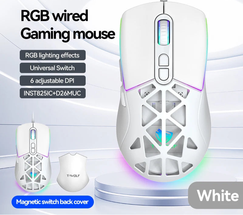 Leichte RGB Gaming-Maus mit austauschbarem Cover