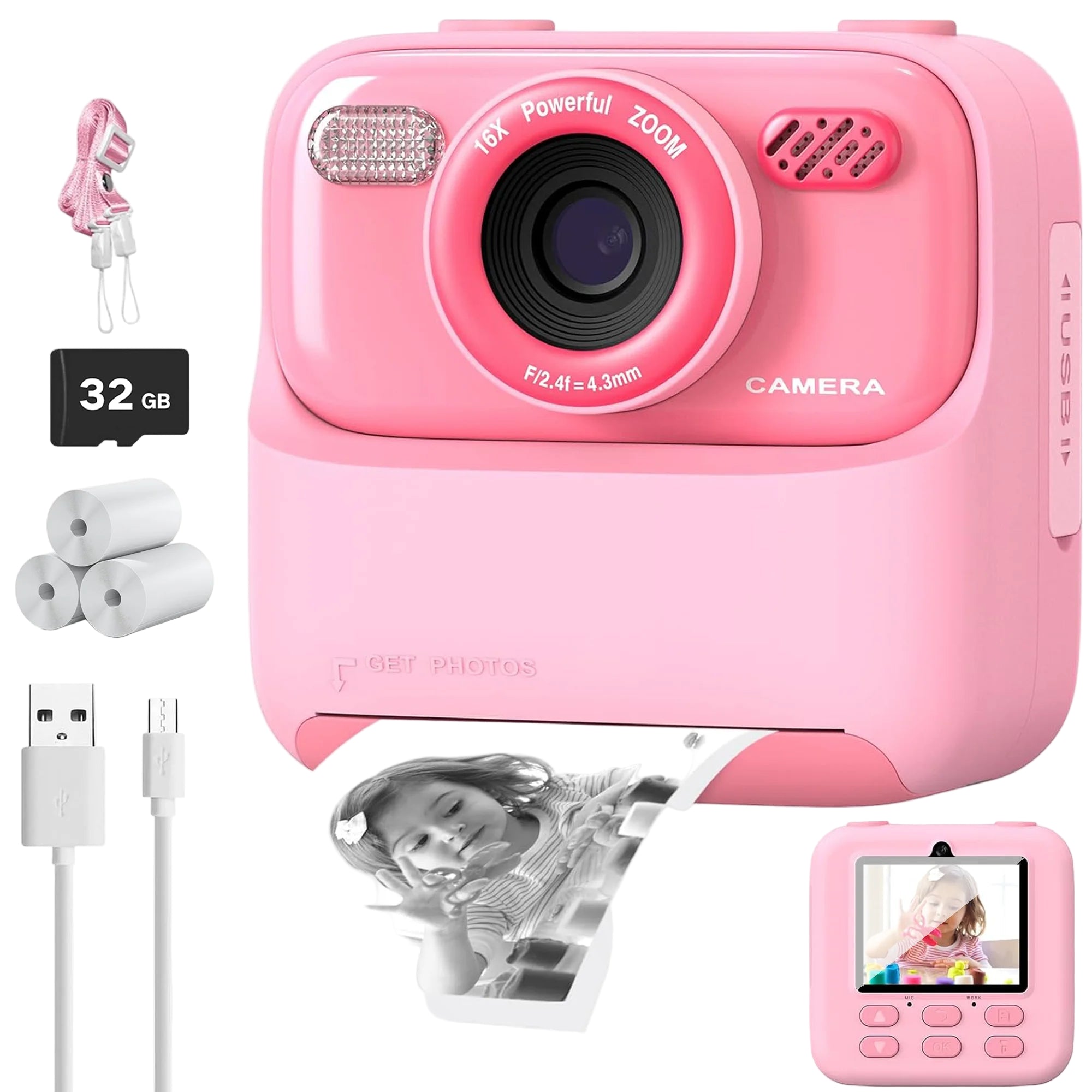 Kinder Sofortbildkamera HD Dual Kamera Selfie