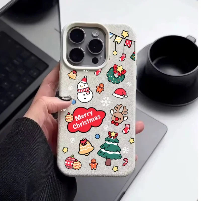 Handyhülle für Samsung S25 PU Leder Weihnachtsbaum