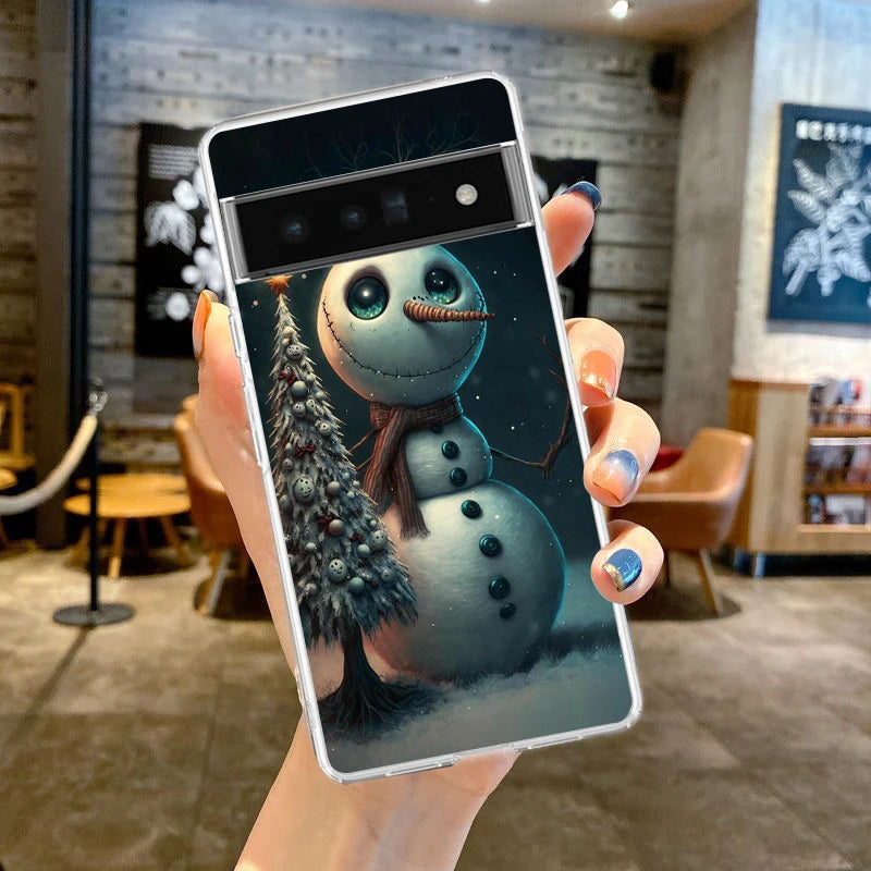 Transparente TPU Hülle mit Schneemotiv für Google Pixel 8