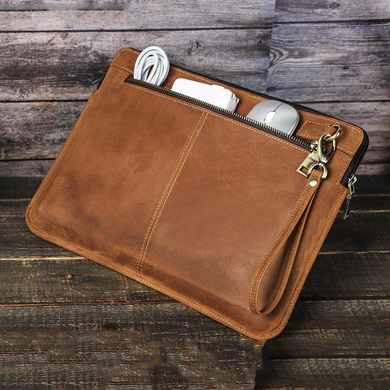 Verrückte Pferd Leder MacBook Hülle 14 Zoll