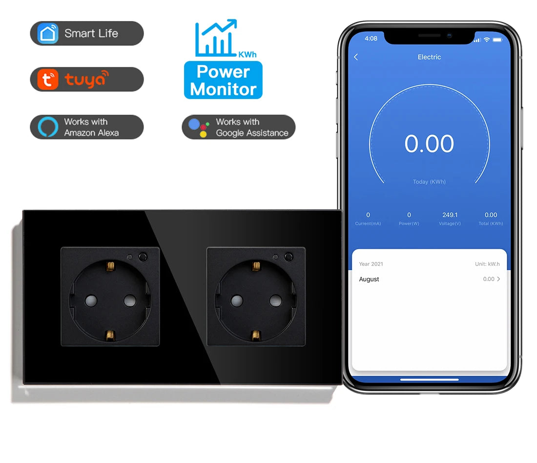 WLAN Smart Steckdose mit Glas Touch Panel & App