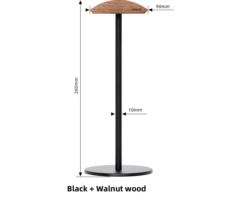 Minimalist headphone holder made of walnut wood