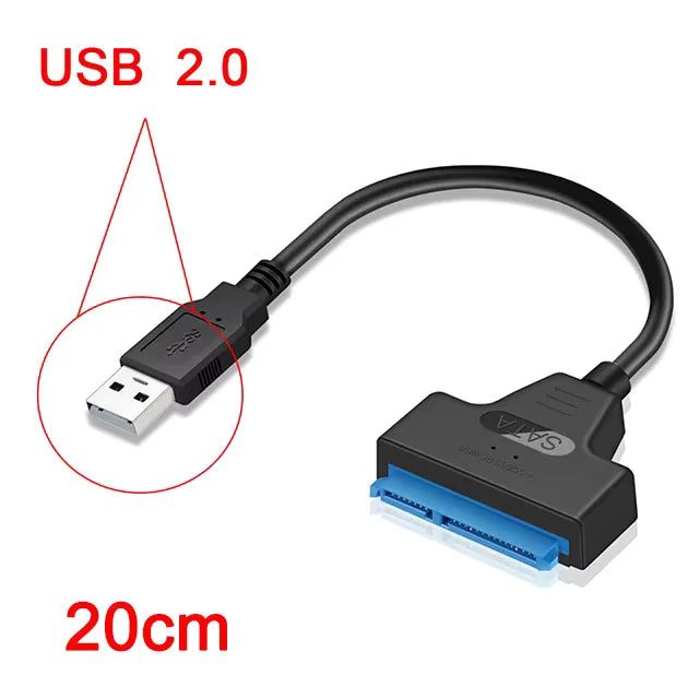 USB 3.0/2.0 SATA Kabel für SSD/HDD 20–50 cm