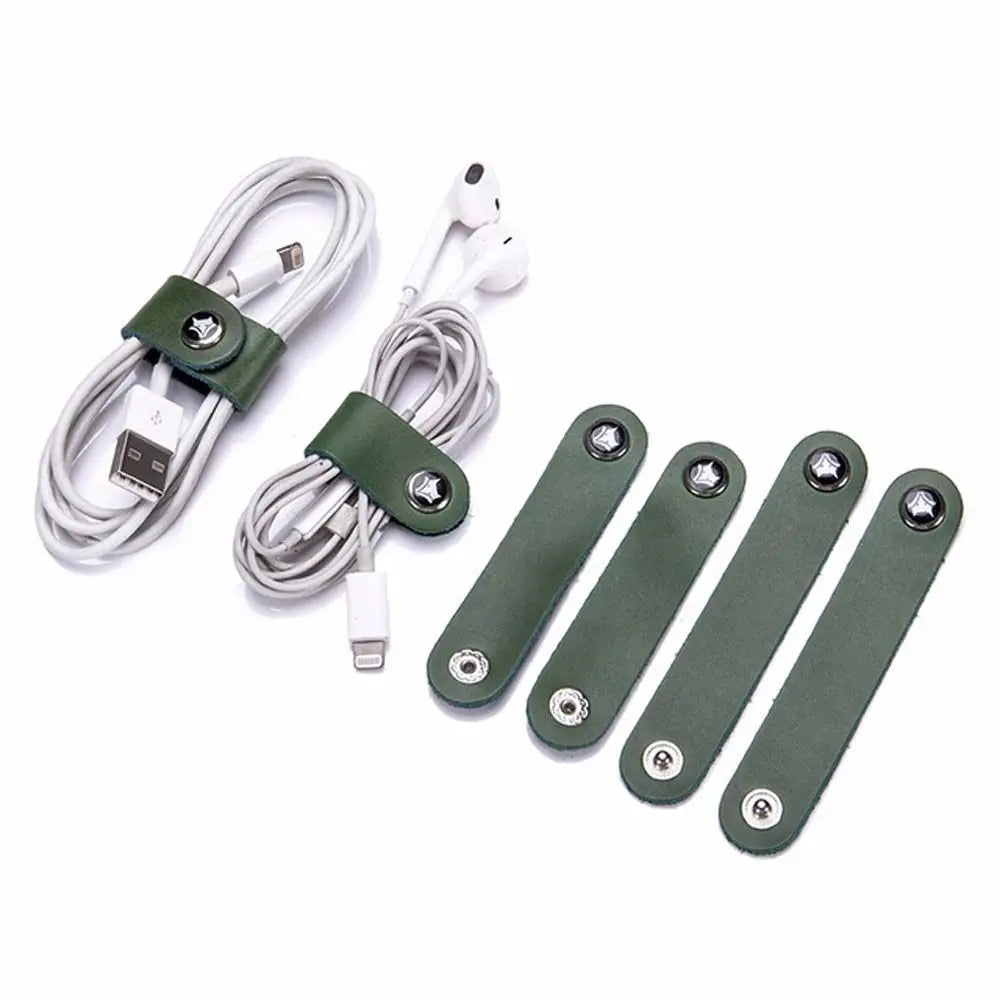 4er Set Leder Kabel Organizer Wickler Clips