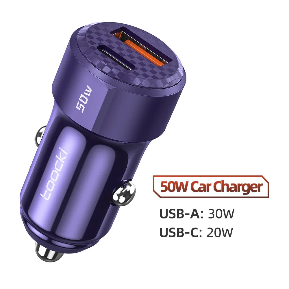 50W USB-C Car Charger PD QC 3.0 Mini