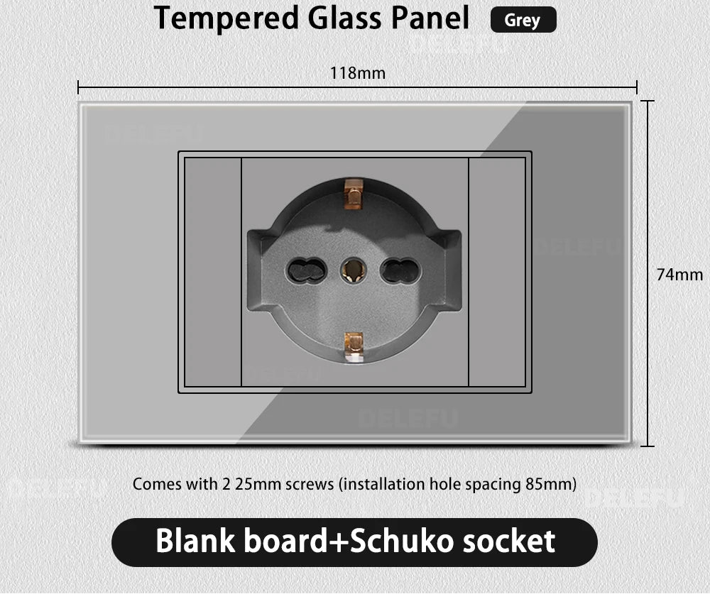 Grau Glas Smart Steckdose USB C & Wifi Schalter