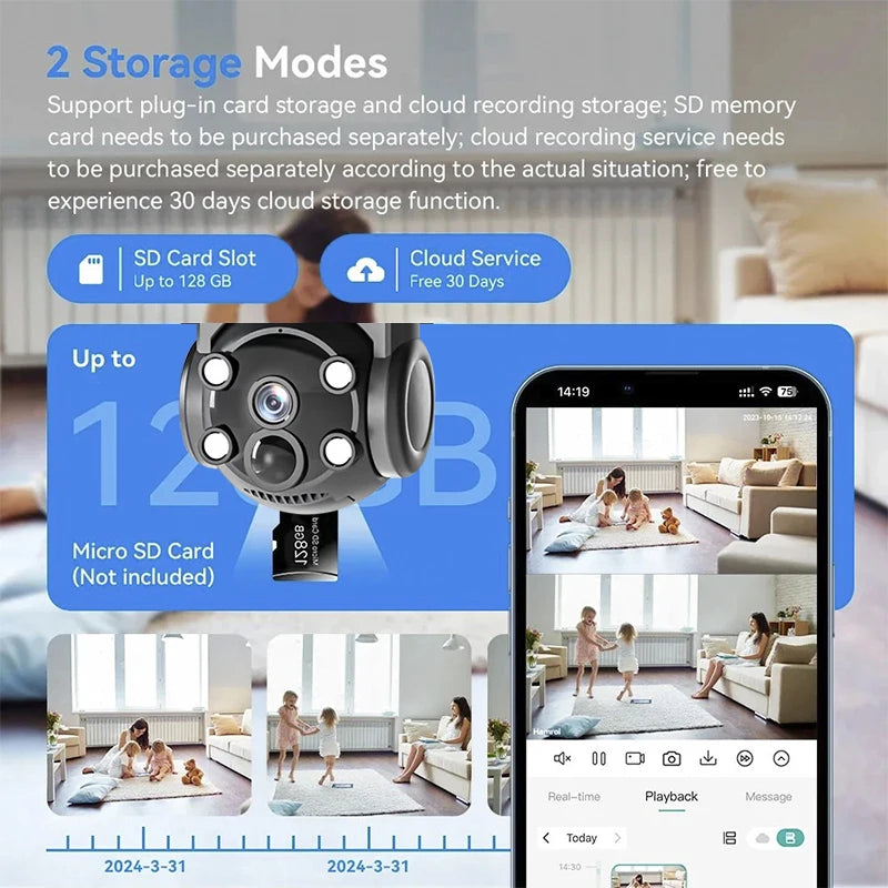 Wireless 12MP 4G WiFi Solar Camera with 3 Lenses