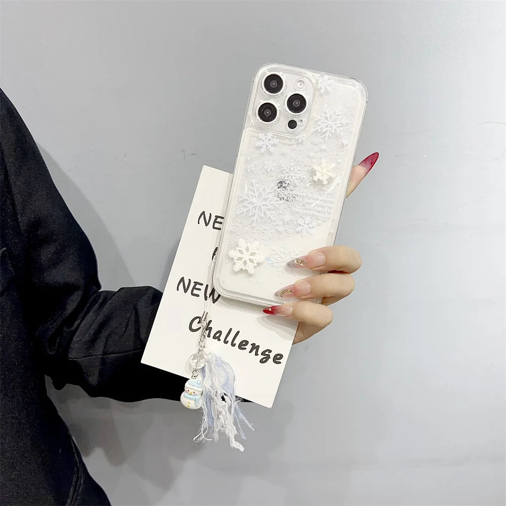 Glitzer Schneeflocken TPU Hülle für iPhone 16