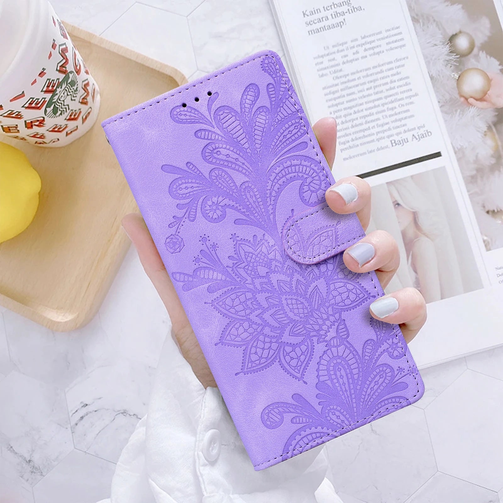 Präge Leder Flip Hülle für Xiaomi Poco