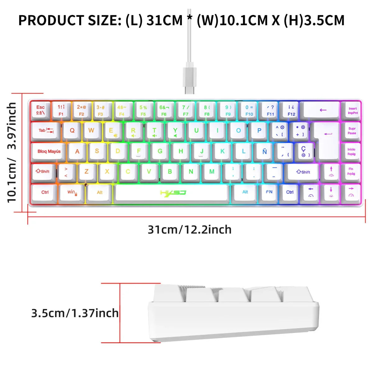 RGB 69-Tasten Russische Gaming Tastatur