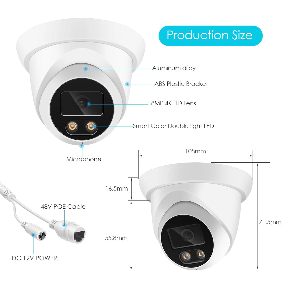 Neue 4K 8MP POE IP Kamera Outdoor H.265 AI
